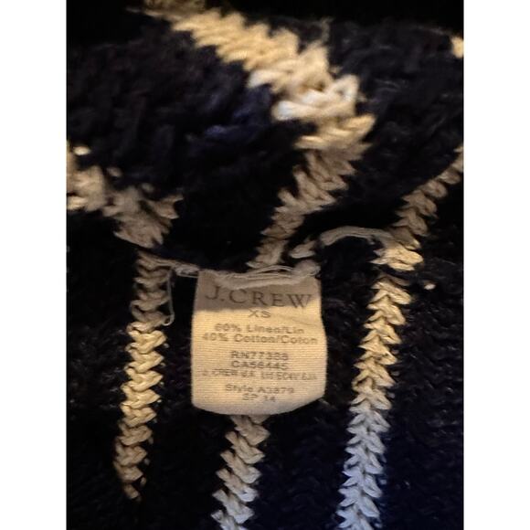 J.Crew Navy & Cream Striped Linen-Cotton Sweater XS Preppy Coastal Nauticalcore - Picture 7 of 8